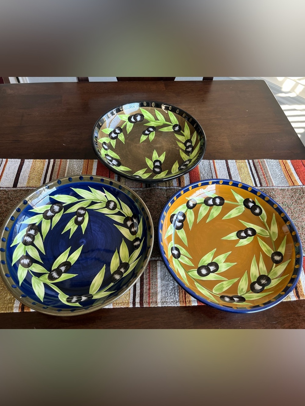 Gates Ware- Set of 3 Bowls (Blue, Brown, Mustard)